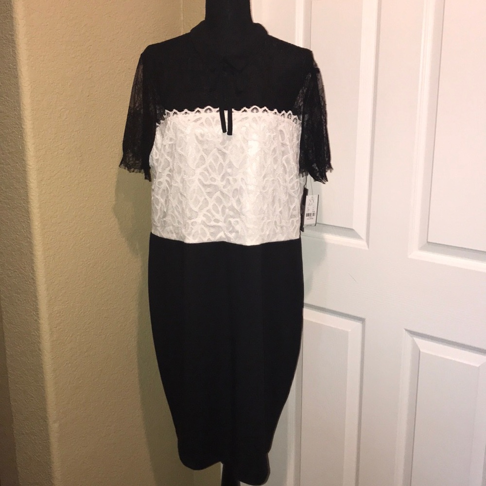 Black & white dress with lace features. NWT
